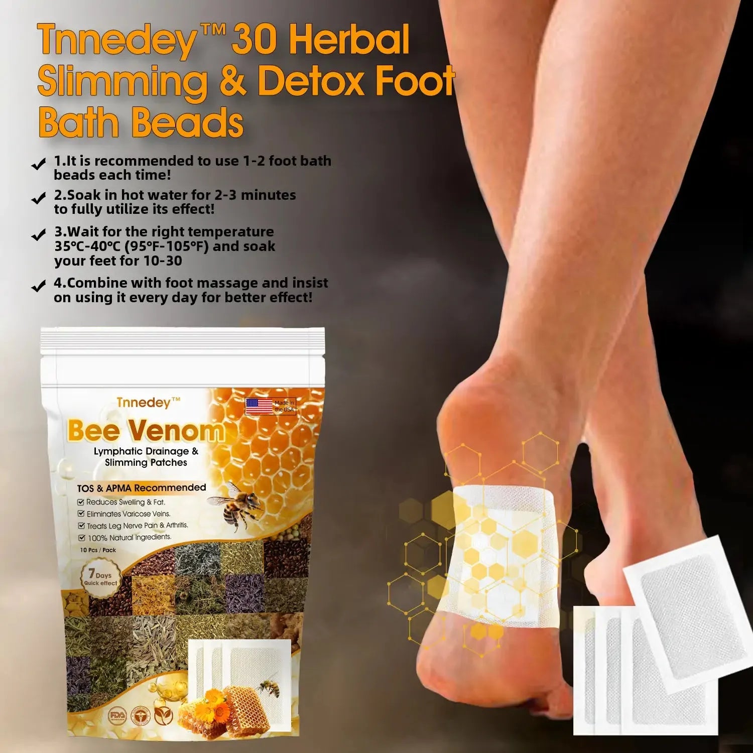 Vivihomes Bee Venom Foot Patches — ingredients visual | Pakistan COD